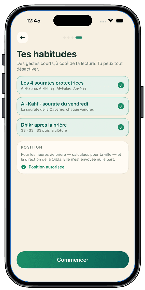 Sélection des habitudes quotidiennes