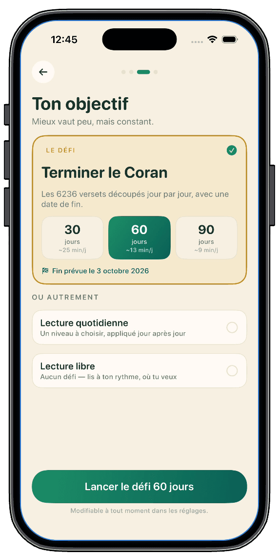 Choix d’un objectif Khatm sur 60 jours